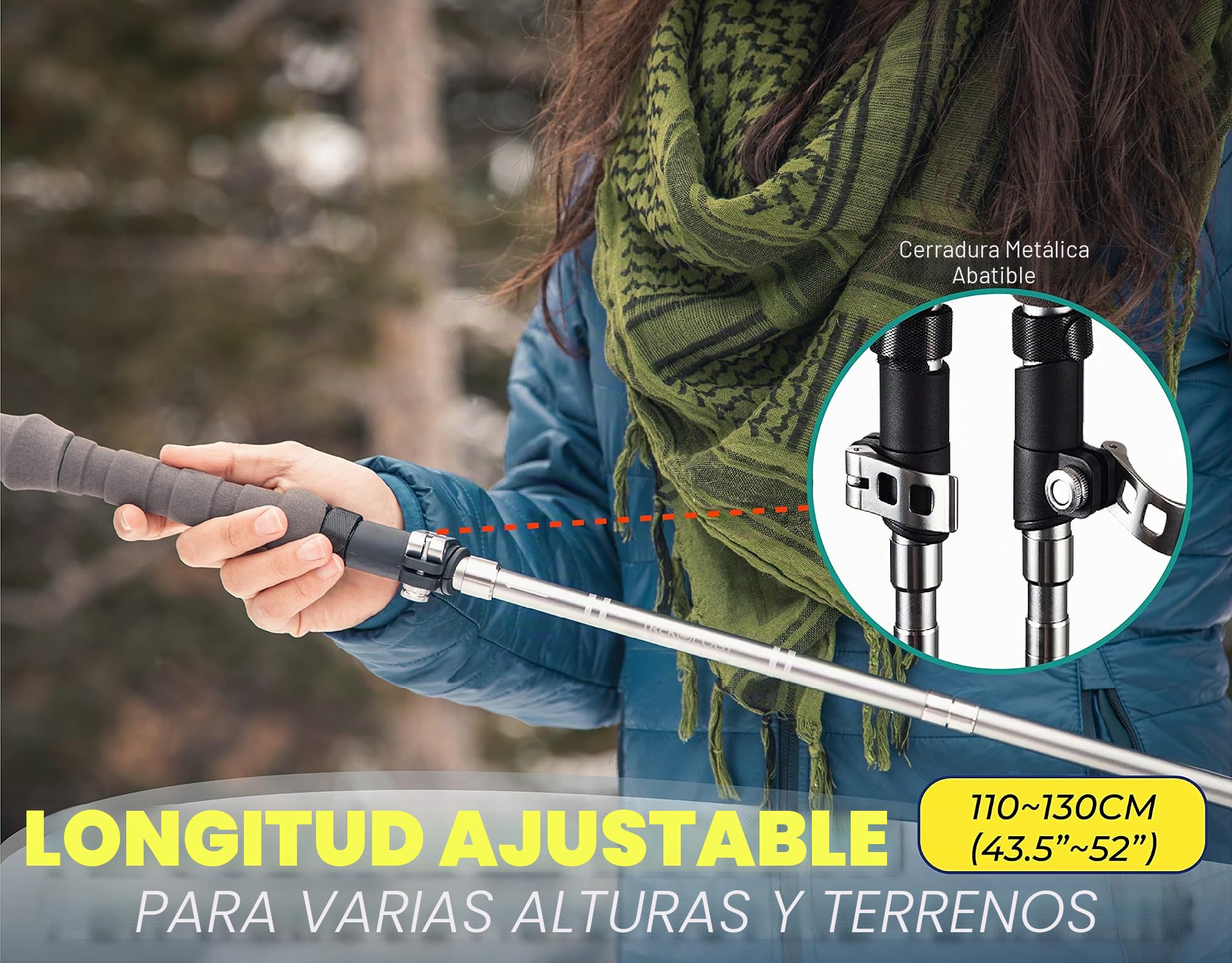 Par de bastones de senderismo nórdicos plegables Trek-Z con mango de corcho, 2 bastones de senderismo plegables ultraligeros, plegable para senderismo de personas mayores, hombres y mujeres