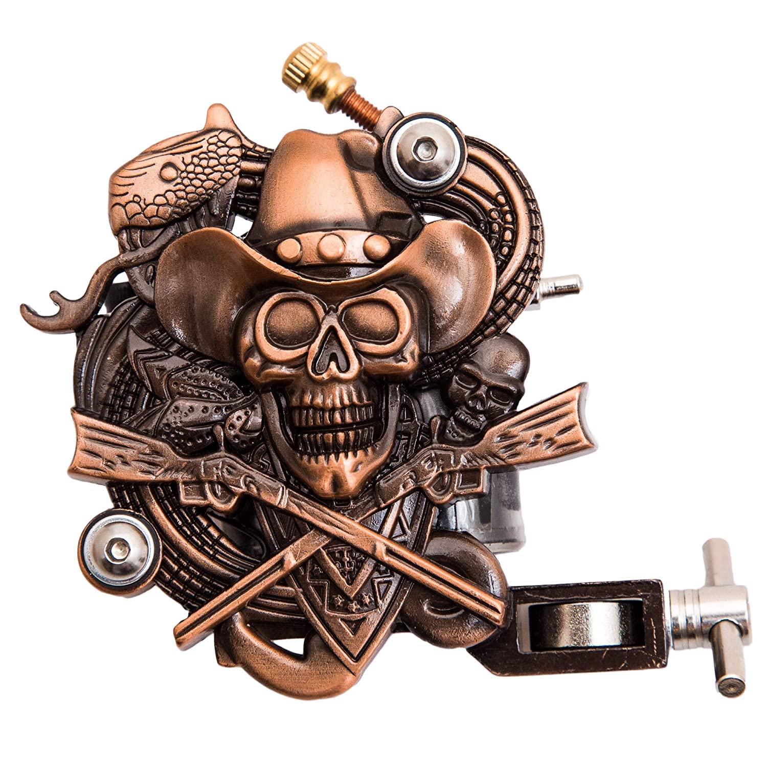 Traditional Tattoo Skull Tattoo Machine (Bronze) (D-4)-image-12