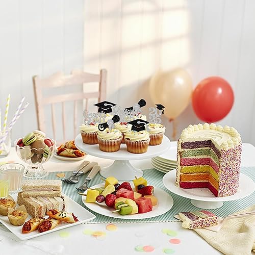 Miniatura 319 de Paquete de 24 adornos dorados para cupcakes de graduación 2025 con purpurina So Proud of You Done Diploma Graduation Cap Cupcake Picks Class of 2025