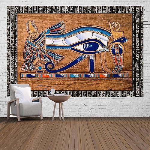 Ine Ive Eye of Providence - Tapiz vintage egipcio jeroglífico tallado para pared, 60 x 40 pulgadas, tapiz de franela para sala de estar, fondo de