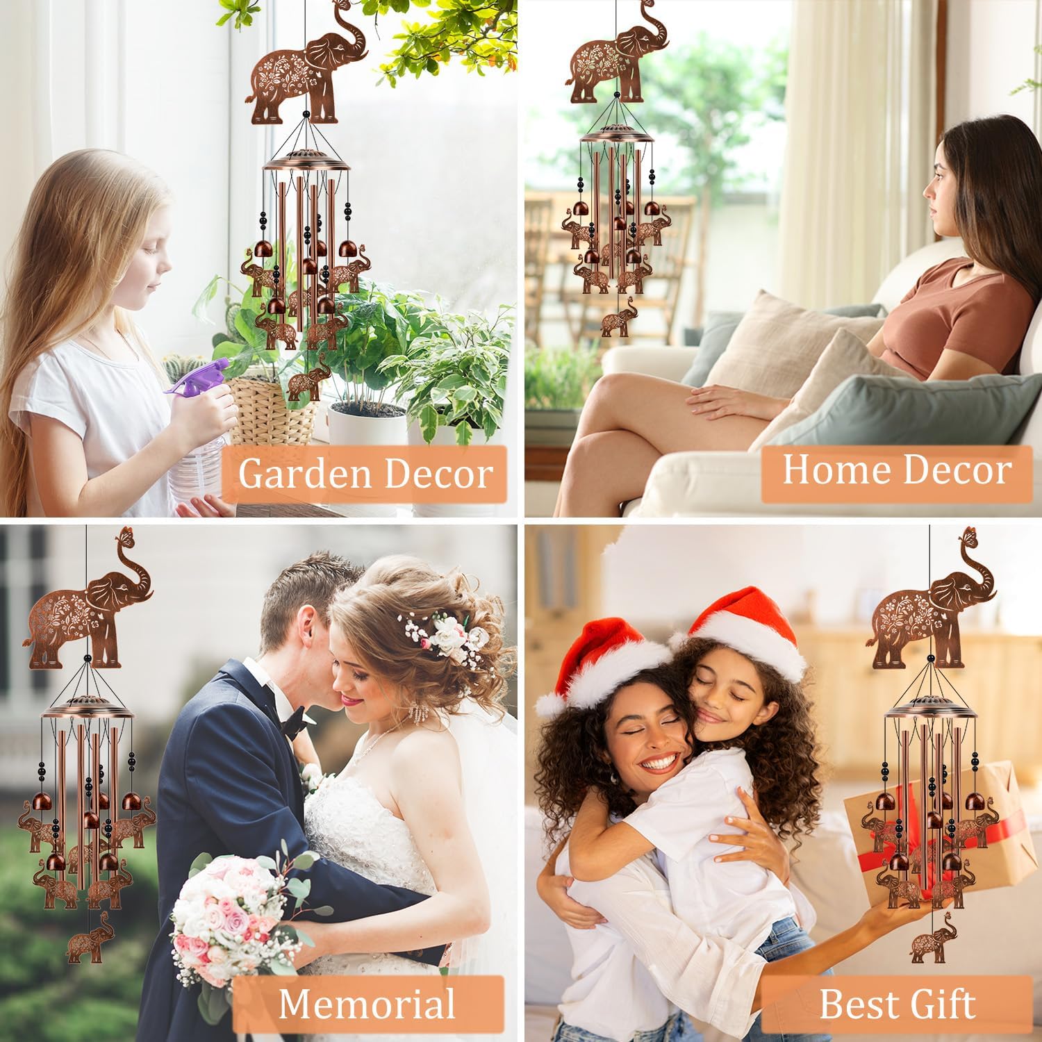 Elephant Wind Chimes for Outside - Elephant Gifts for Women Men, Memorial Wind Chimes for Outdoor, Garden Patio Yard Porch Decor, Birthday for Mom Grandma Wife Friends - Image 6