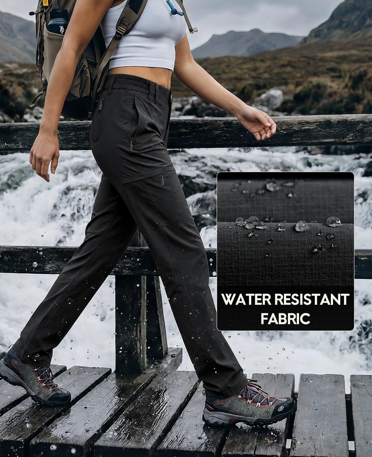 Haimont Damen Wanderhose Leichter Schnelltrocken Cargohose mit 6 Taschen Wasserabweisend