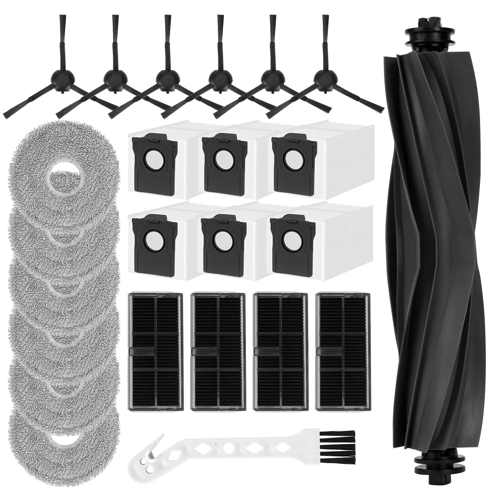 Accessori Ricambi per Dreame L10s Pro Ultra Heat/L10s Ultra Gen 2/X30 Ultra/Mova E30 Ultra con 1 Spazzola Principale 4 Filtri Hepa 6 Sacchetti 6 Panni mop 6 Spazzole Laterali