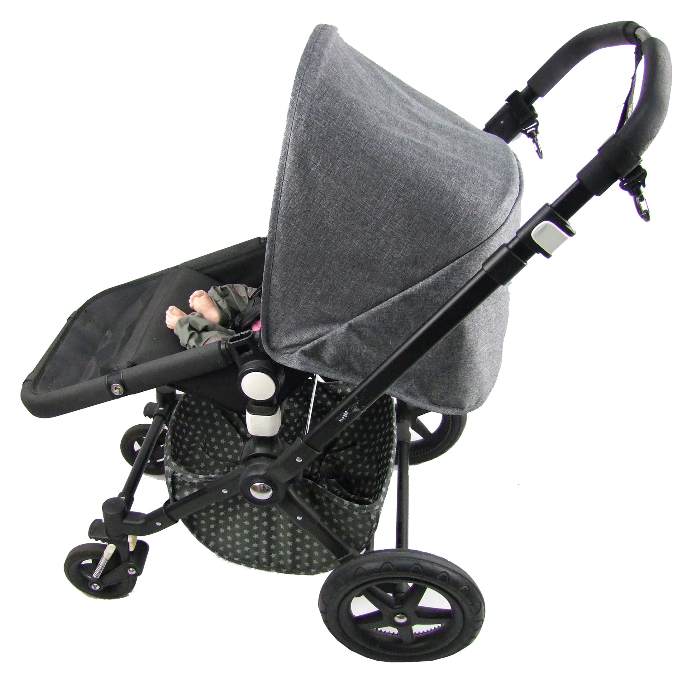 BAMBINIWELT Accessoires compatibles avec capote de soleil Cameleon Bugabo - Housse de guidon pour poussette et poussette (capote chiné gris foncé)