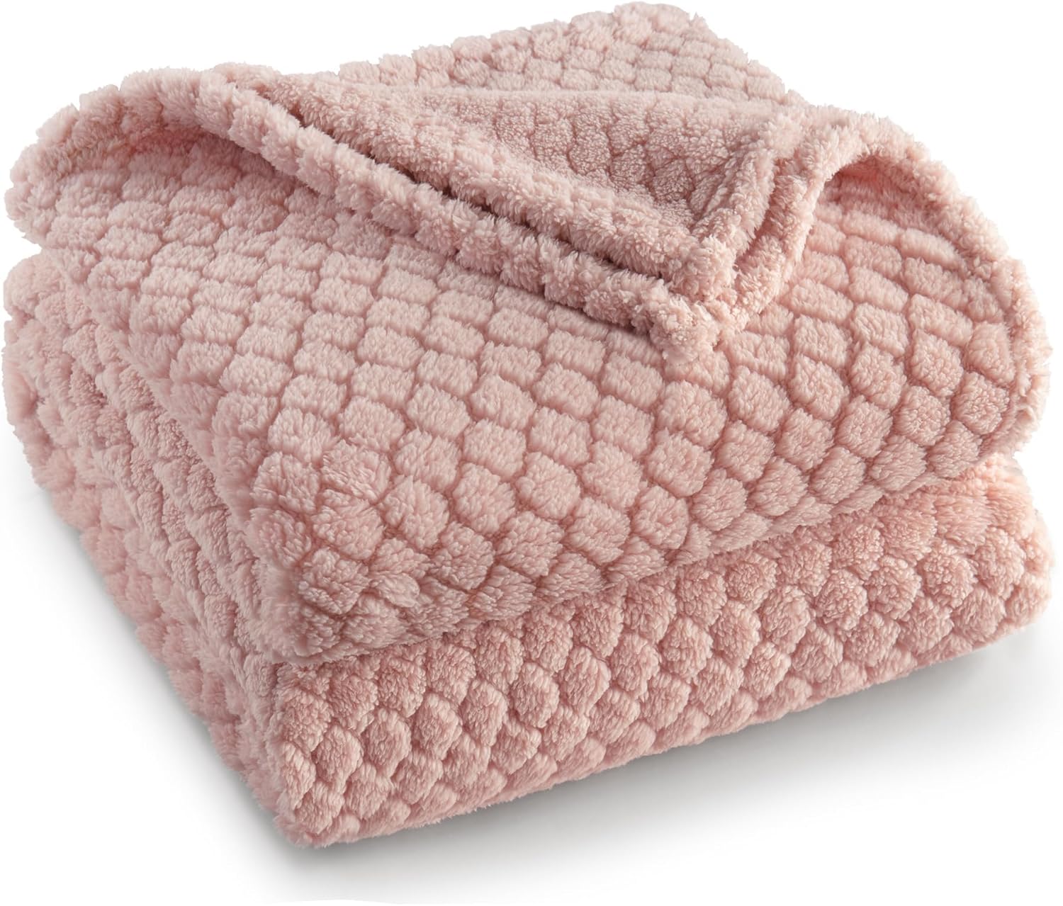 Exclusivo Mezcla Queen Size Fleece Blanket for Bed, Extra Soft Warm Decorative Fuzzy Blanket for Women, Lightweight Cozy Bedding Blankets, 90x90 Inches, Pink - Image 8