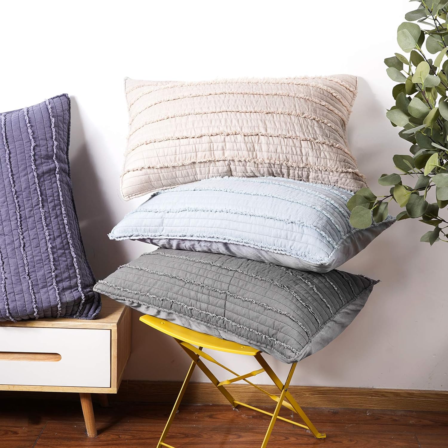 BOSOWOS Standard Size Pillow Shams Set of 2, Ultra Soft Breathable 20 x 26 Inches Pillow Case Envelope Closure, Microfiber Farmhouse Bed Pillowcases for Easy Care, Grey - Image 6