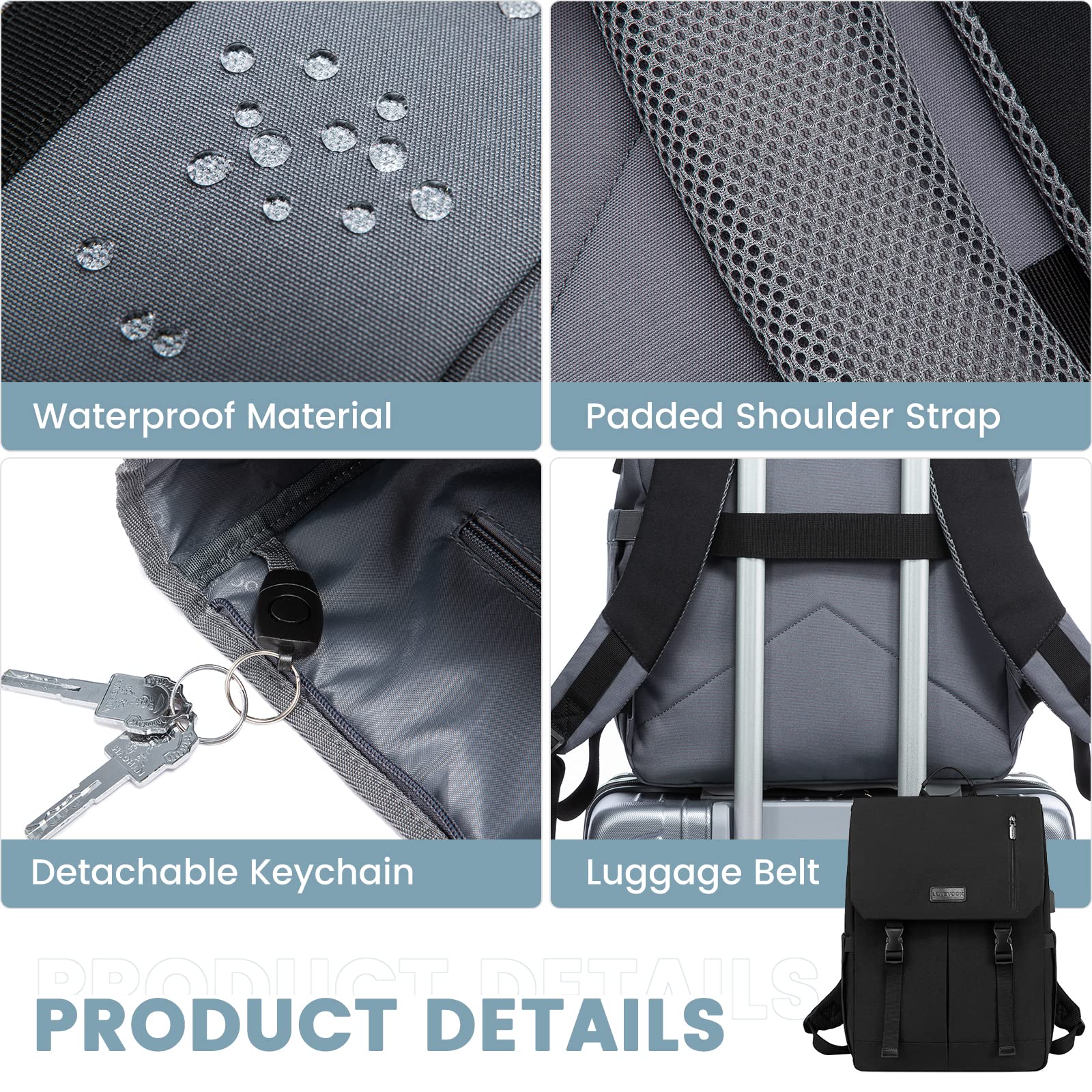 LOVEVOOK Zaino Porta PC Donna 17.3 Pollici Borsa Zainetto Donna con USB Zaino Scuola Media Superiore Antifurto Zaini Scolastici Impermeabile Laptop Backpack per Università Viaggi Ufficio