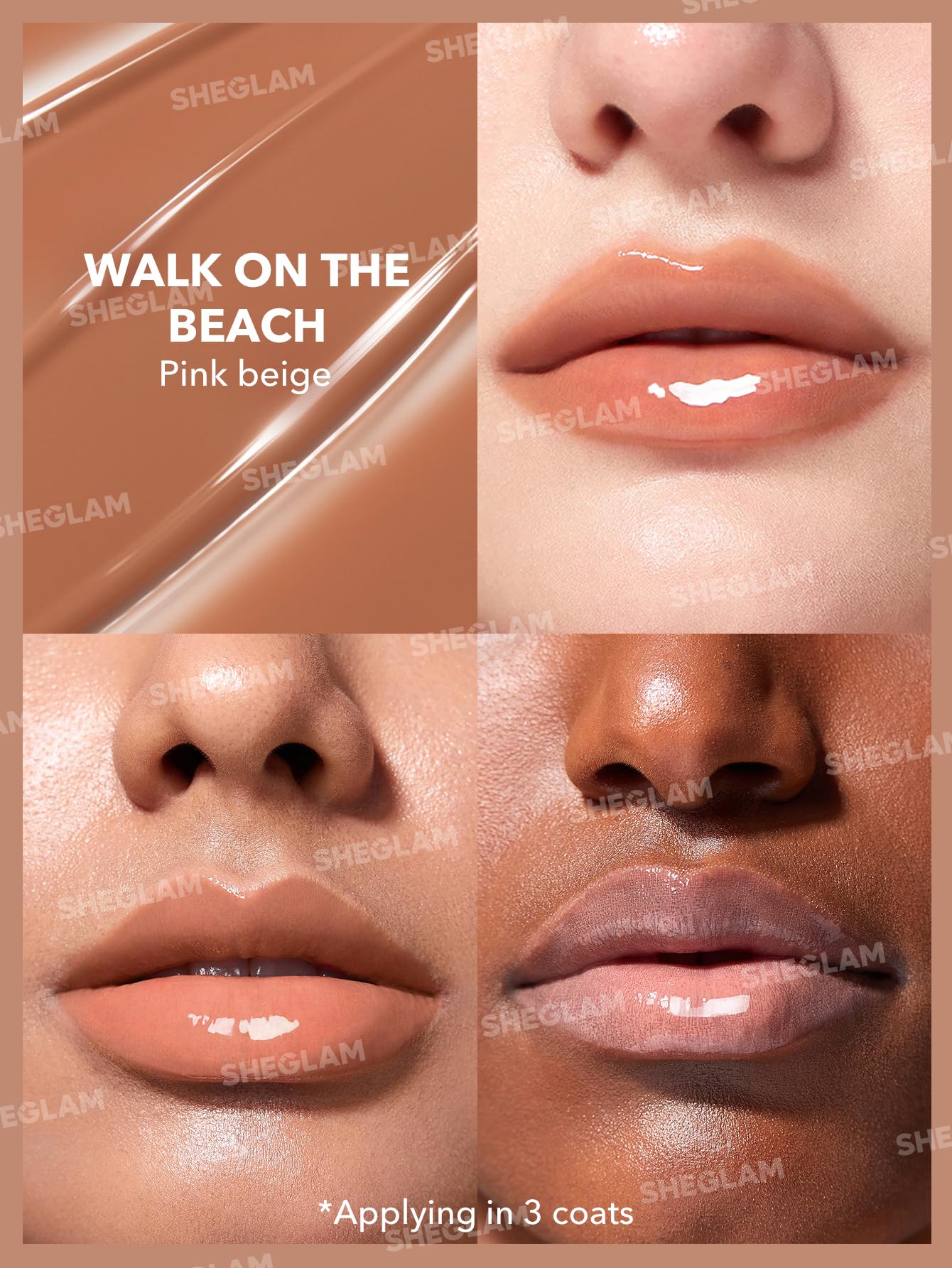 SHEGLAM PoutPerfect Moisturizing Solid Lip Gloss Non Sticky Lipstick with Coconut Oil - Walk on the Beach - Image 3