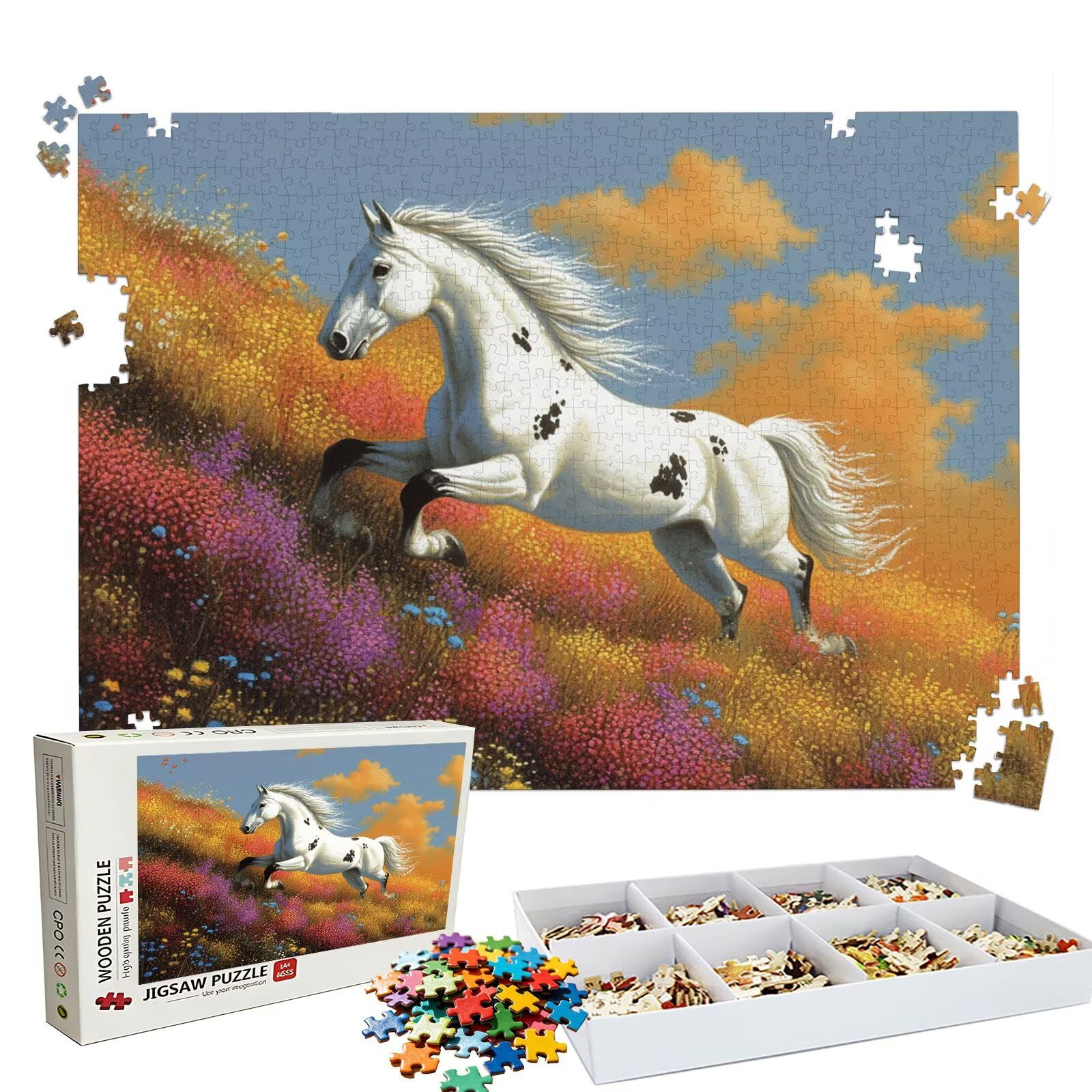 Puzzle 4000 Teile, Wiese Pferd Puzzle 4000 Teile Erwachsene, Klassische Puzzles, EIN Herausforderndes Rätsel, Holzpuzzle für Weihnachtsdeko, Geschenke für Frauen, Home Dekoration 141.5x87.5 cm W3H-574