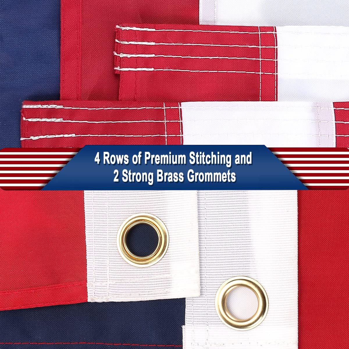 American Flag 3x5 Outdoor, 3x5 Flags Outside, Heavy Duty Polyester USA Flag, All Weather US Flags with Embroidered Stars Sewn Stripes Brass Grommets, Vivid Color for Outdoor Indoor - Image 5