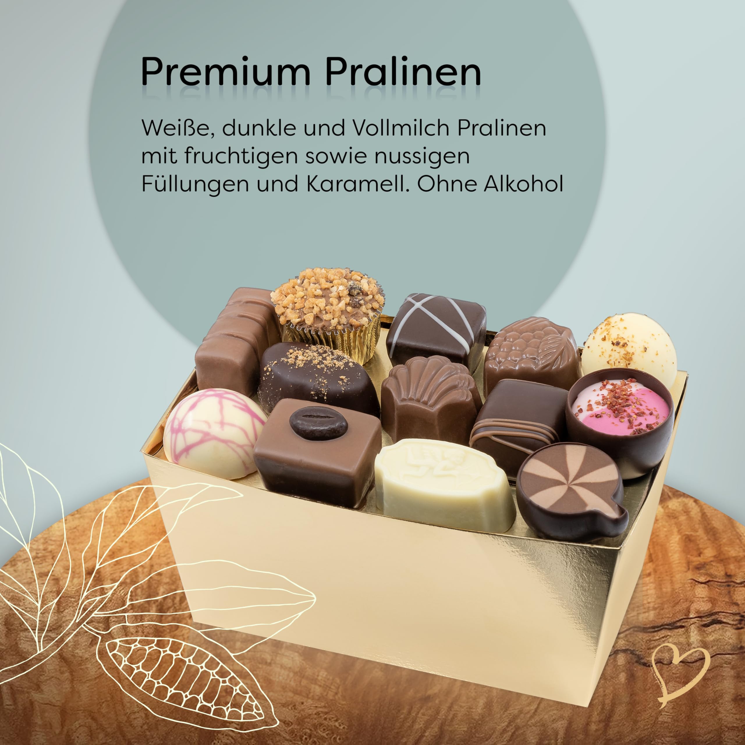 ePralinchen handverarbeitete belgische Luxus-Pralinen | Premium Edition 500g | klassische Pralinenmischung mit Nuss, Frucht, Karamell uvm. | ohne Alkohol | köstliche Schokolade made in Belgium
