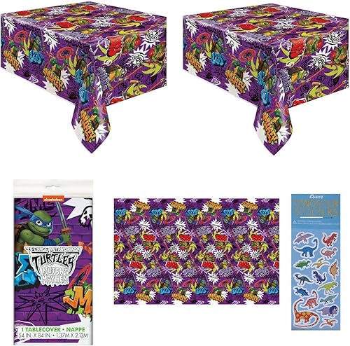 Miniatura 3 de Unique TMNT - Paquete de suministros para fiesta de cumpleaños de las Tortugas Ninja Mutantes Adolescentes que incluye 2 fundas de mesa de plástico