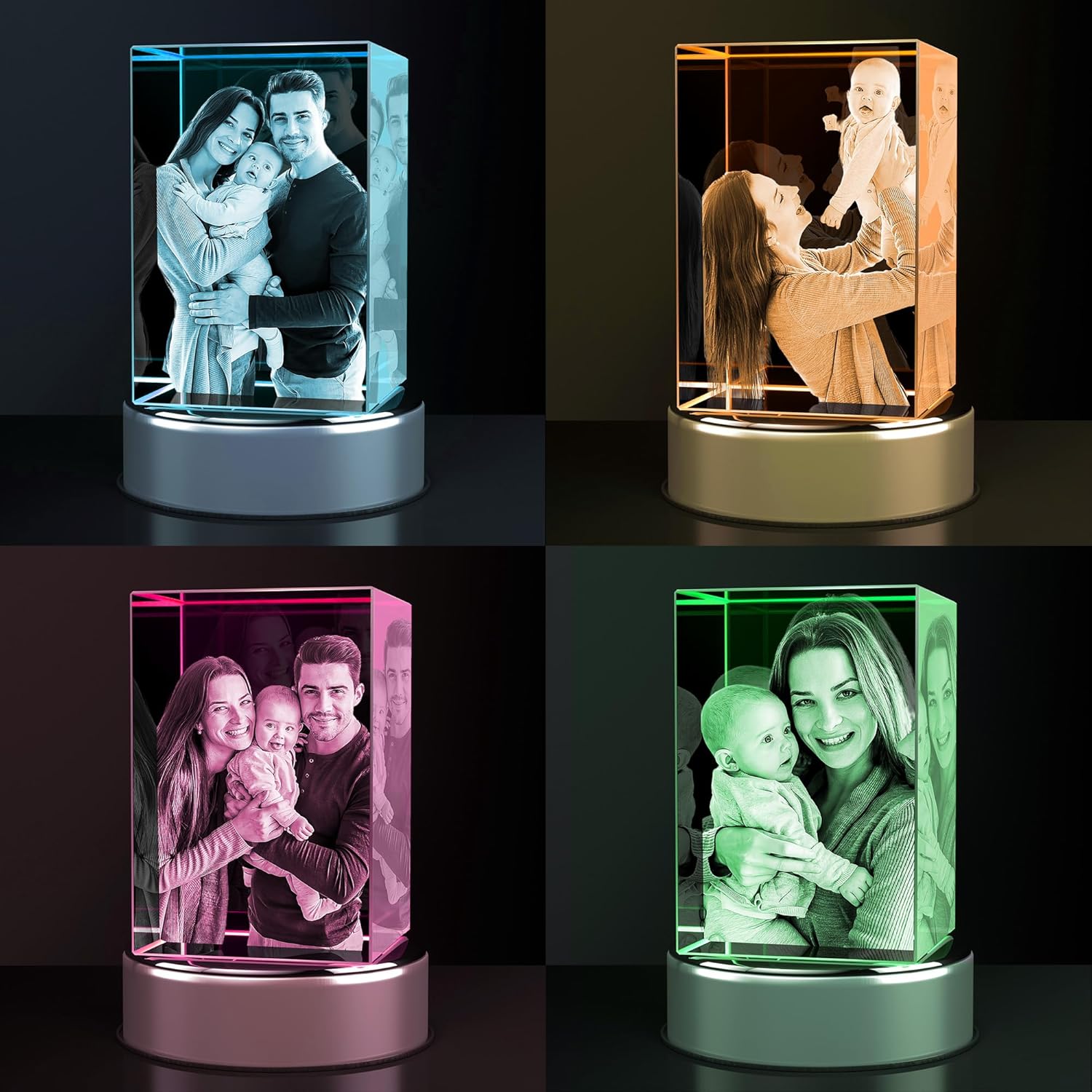 3D Crystal Photo, Valentines Day Personalized Gifts for Women, Her, Wife, Mom, Couple, Girlfriend, Laser Engraved Custom Picture Gifts for Memorial Mothers Day Christmas, Heart-S