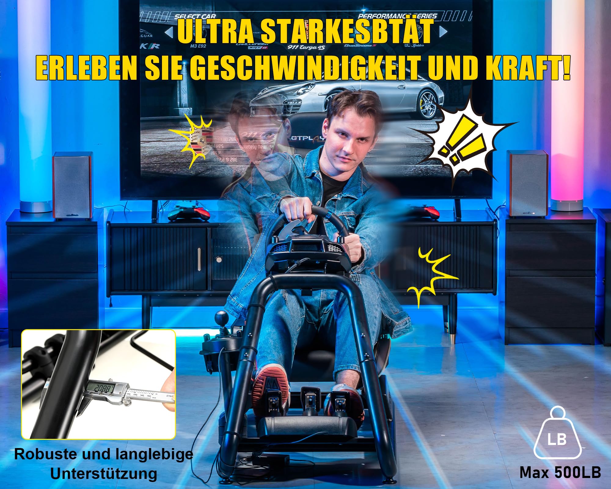 GTPLAYER Simulator Cockpit SIM Racing rennsimulator Lenkradständer Lautsprechern Lenkrad Pedalablage Lila