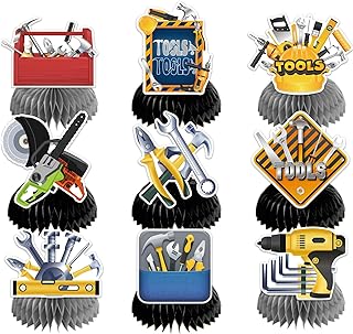 9 PCS Tools Honeycomb Centerpieces Tools Table Decorations Table Topper for Tools Party Decorations Birthday Party Supplies
