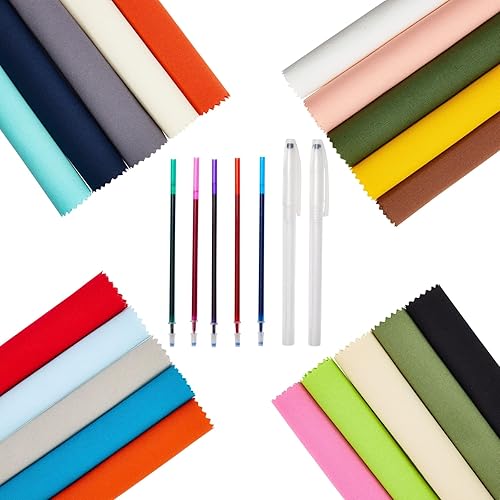 Miniatura 1 de Kit de 25 piezas de tela de bordado cuadrados en 20 colores con 5 bolígrafos solubles en agua para manualidades 8 x 8 pulgadas