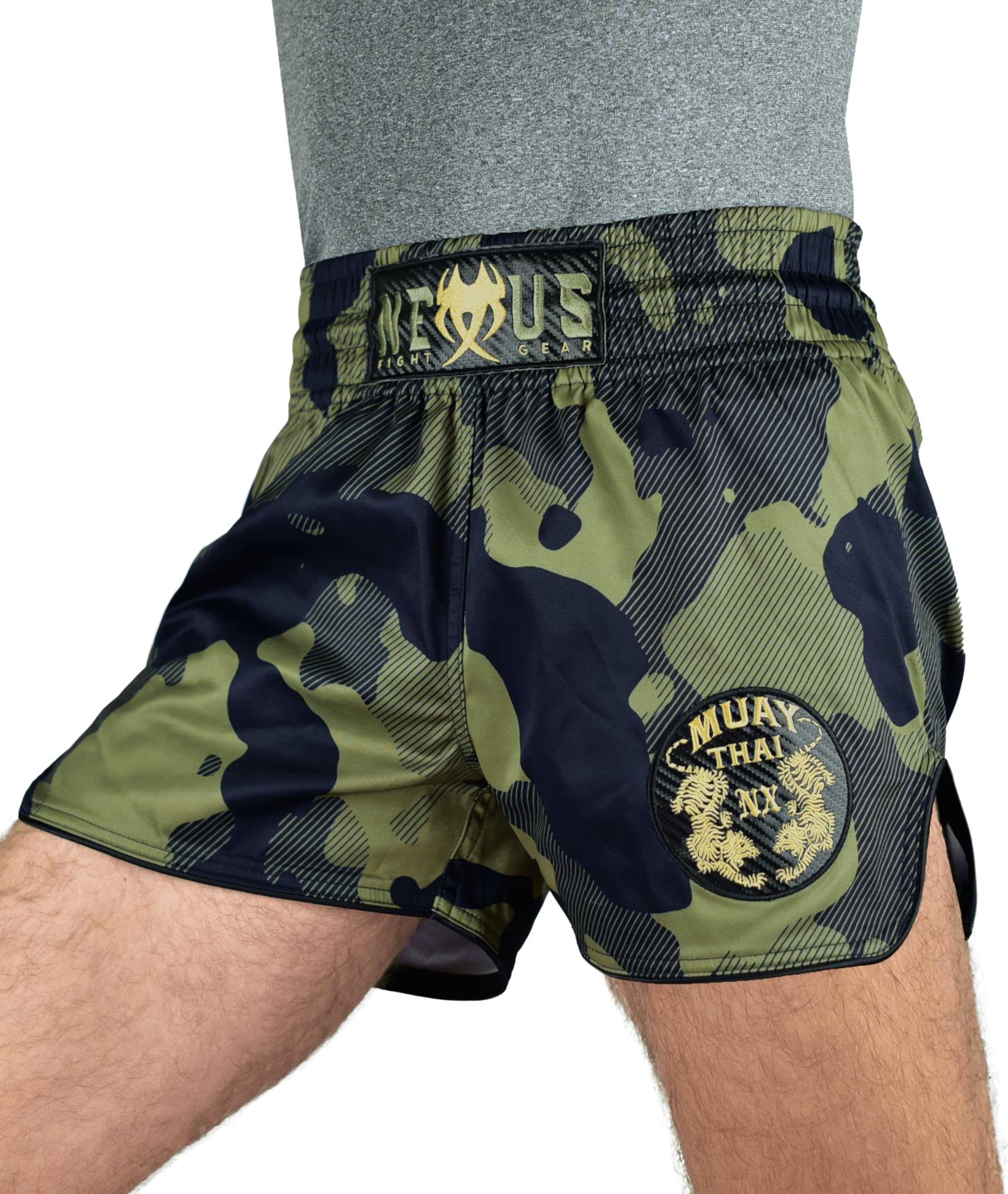Muay Thai Shorts Kickboxing Camo Green Thai Boxing Shorts Military