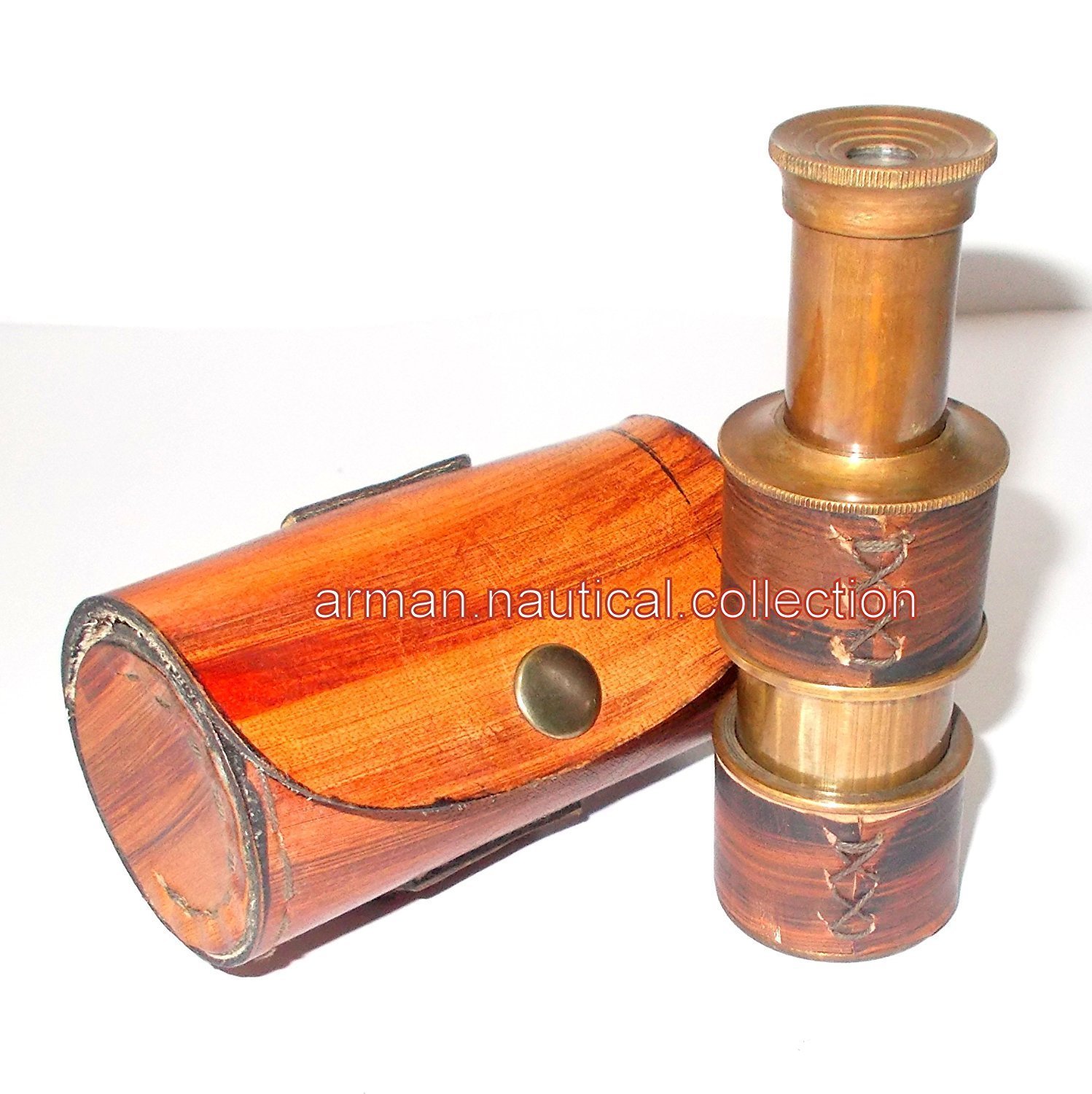 Mahira Nautical VINTAGE ANTIQUE STYLE BRASS TELESCOPE WITH LEATHER BOX GIFT FOR LIFE PATNER