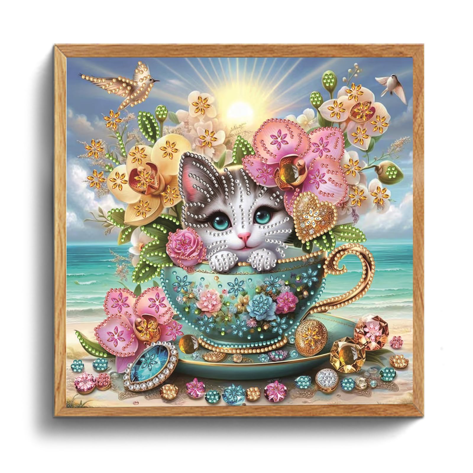 Beach Special Shaped 5D DIY Partial Drill Diamond Painting Kits Diamonds Paintings Gem Art Crystal Diamond Art 30x30cm