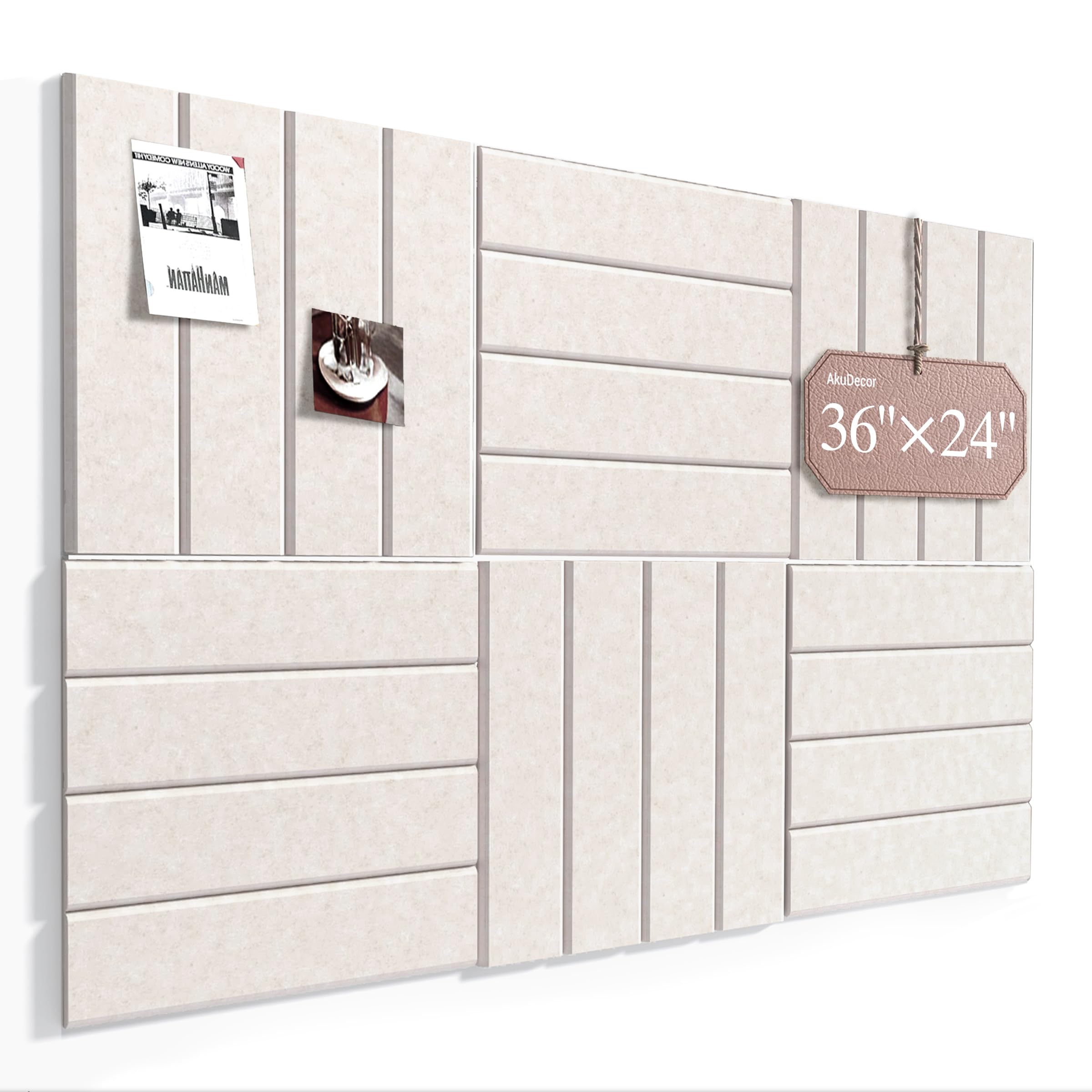 AkuDecor Large Cork Board for Walls 90 x 60cm, Oatmeal — image 1