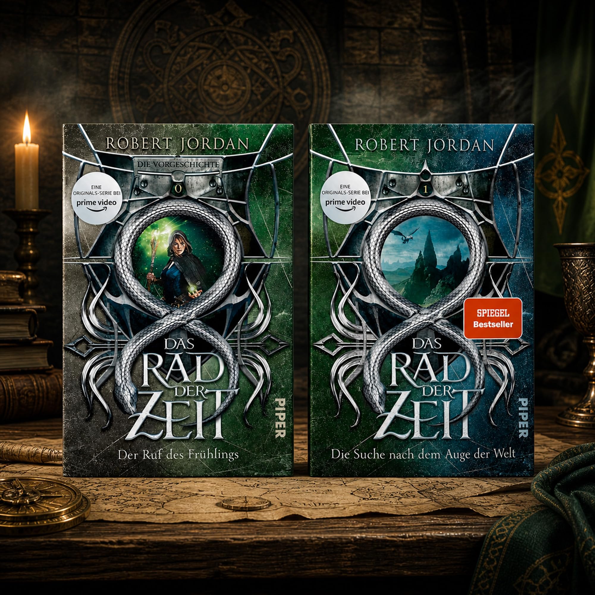 Robert Jordan - Buchset - Das Rad der Zeit - Band 0 bis 14 komplette Fantasy-Saga mit Brandon Sanderson, Wheel of Time Romane, High Fantasy Bücher für Fantasy-Fans mit einem exklusiven Lesezeichen