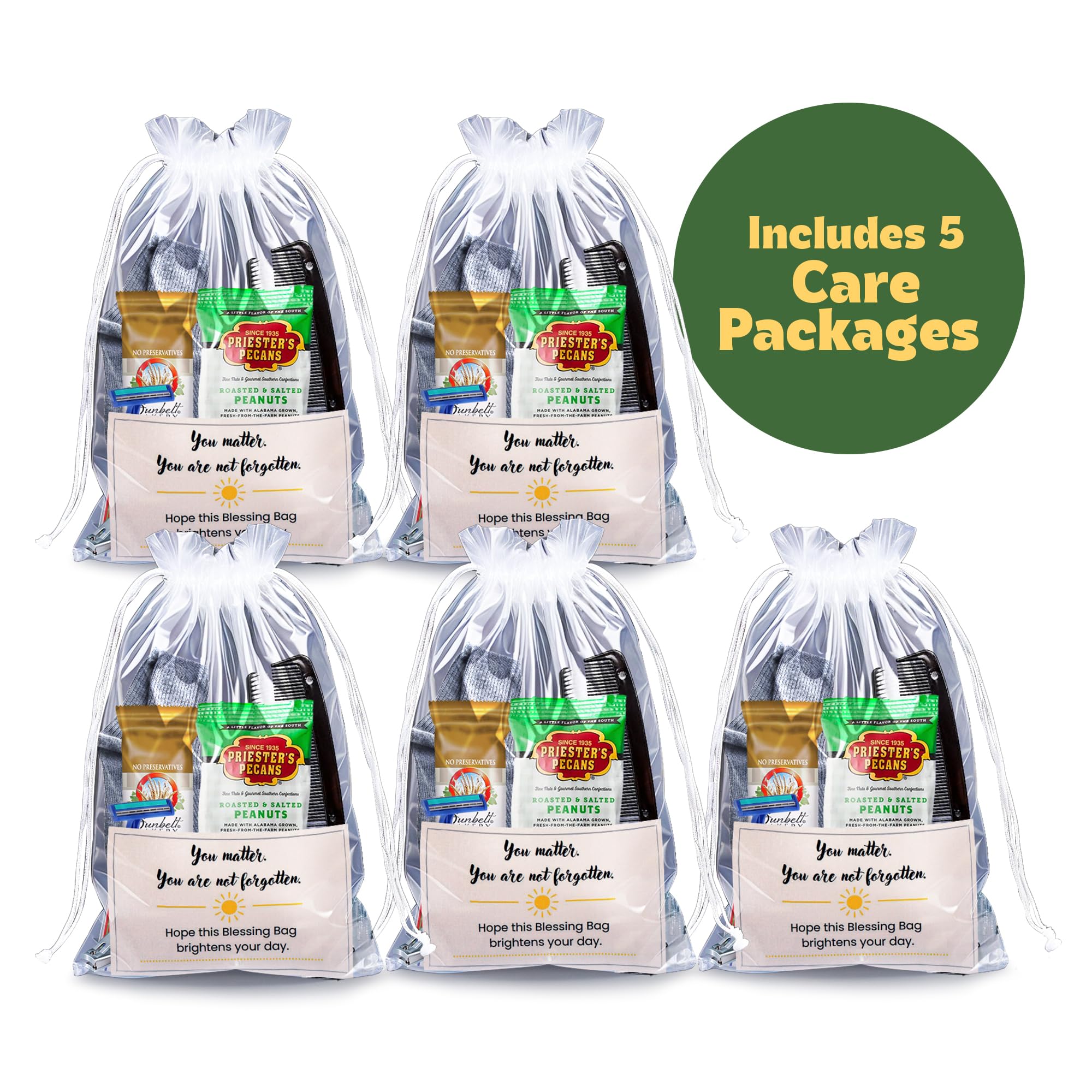 Homeless Care Package Hygiene Kits with Food, Socks and Personal Care Items