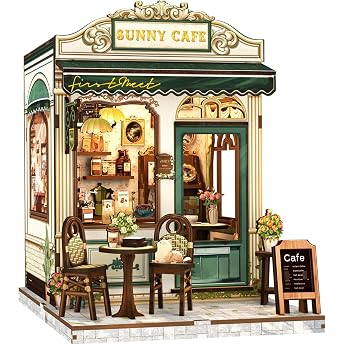 Cutefun Book Nook Kit   DIY Miniatur-H user Bausatz f r Erwachsene 3D-Holzpuzzle Tiny House Caf    B cherregal-Dekoration   Geschenk f r Frauen & Puzzle-Liebhaber Sunny Cafe