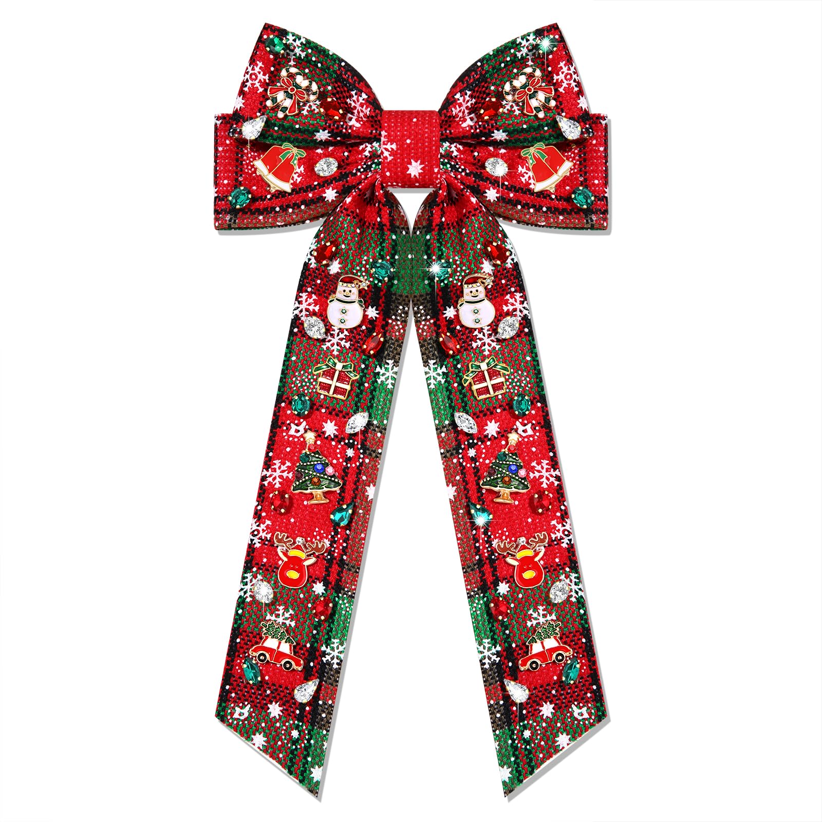 Christmas Hair Bows for Women Xmas Bow Reindeer Tree Hair Bow Clips Satin Plaid Red Green Hair Bows Winter Holiday Hair Ribbons Christmas Accessories