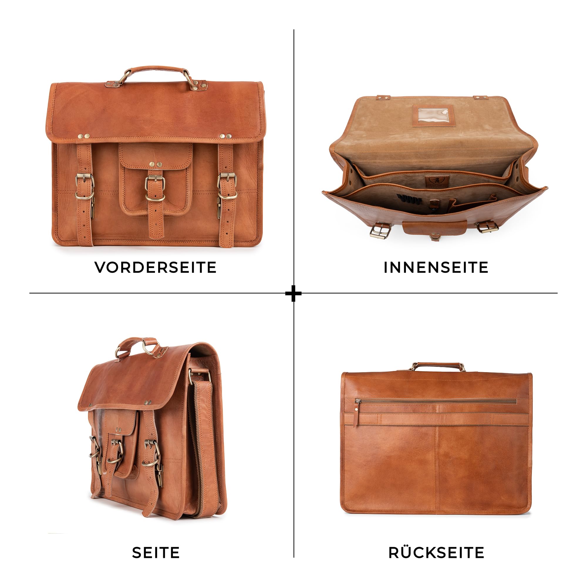 Berliner Bags Messenger Bag Berlin M Vintage aus Leder für Herren - Braun