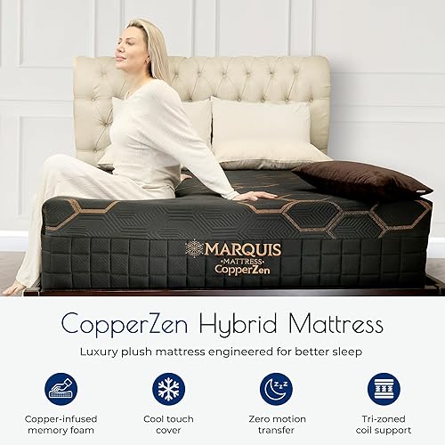Miniatura 3 de MARQUIS MATTRESS CopperZen - Cama híbrida de felpa de 15 pulgadas, fabricada en Estados UnidosCobre y grafito con cubierta de enfriamiento, alivio