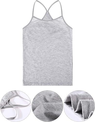Vista 5 de Boao Camisetas sin mangas de baile para niñas, camisetas sin mangas con espalda cruzada, camisetas con tirantes delgados, ropa de baile, camisetas