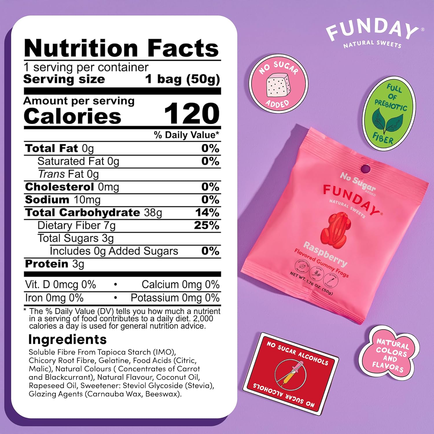 FUNDAY Raspberry Gummy Frogs – 12 Pack – No Sugar Added – Gluten-Free Gummy Candy with Natural Flavors – Better-for-You Sweet & Sour Snack