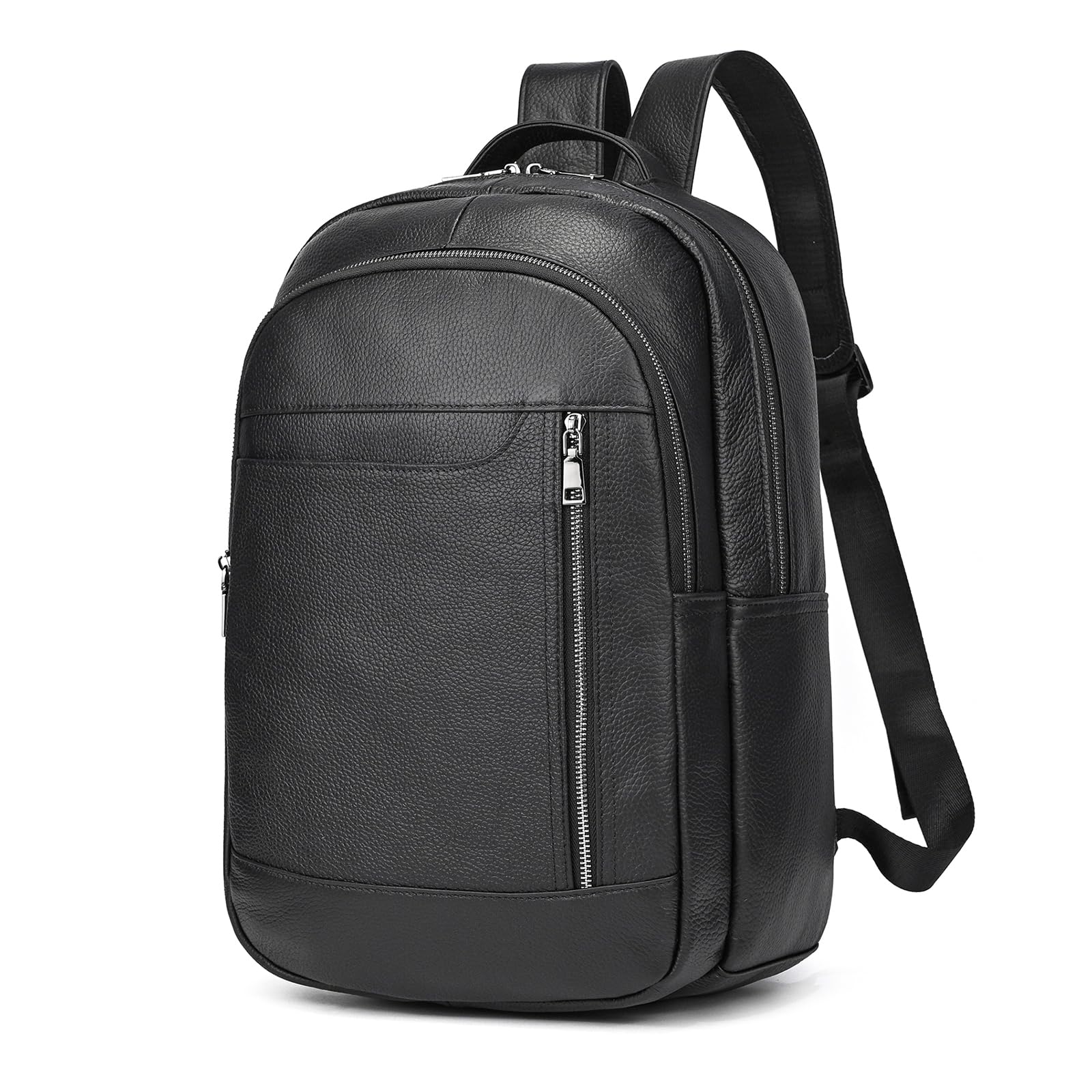 Zaino per computer portatile da 15,6 pollici in vera pelle, multi tasca, sottile, borsa a tracolla per viaggi d'affari, A16-nero, Free size, Casual