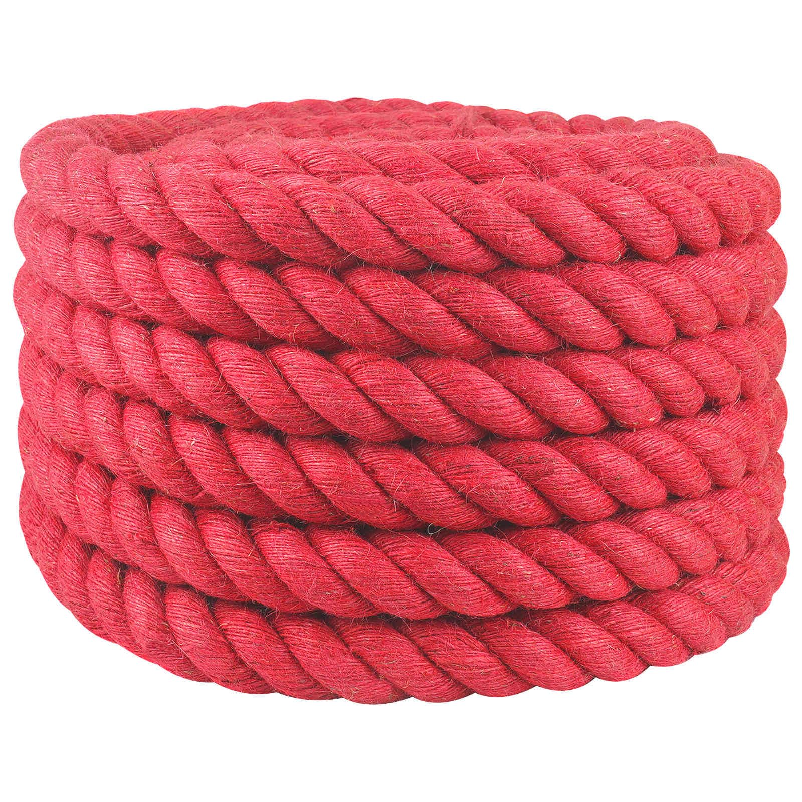 Cuerda de yute 36 mm Rojo, 100% yute Tossa natural, 3 hebras