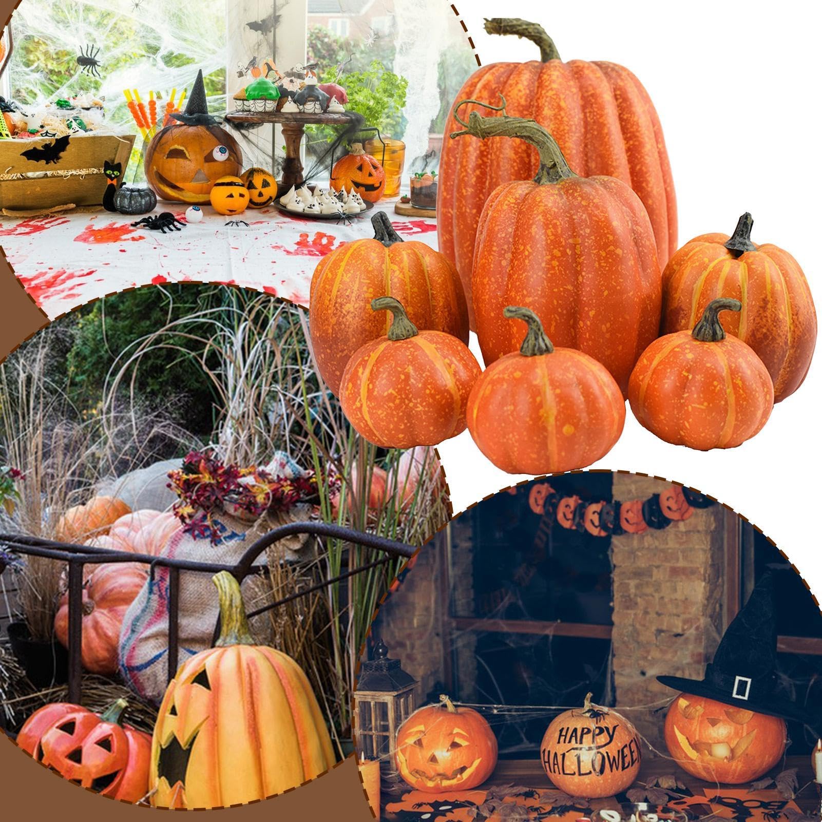 Genérico Calabazas Decorativas 7 Piezas Calabazas Espuma Tamaños Surtidos