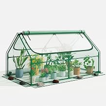 Superlele Mini Greenhouse for Outdoor, 6x3x3FT Portable Greenhouse with 2 Large Zipper Doors, Reinforced Green PE Mesh Cover for Plant Protection and Winter Gardening, Ideal for Raised Garden Bed