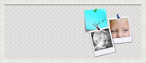 Miniatura 45 de PinPix Tablero de anuncios de corcho de 12 x 12 pulgadas. Este tablero decorativo enmarcado viene con diseño de círculos B W y un marco blanco