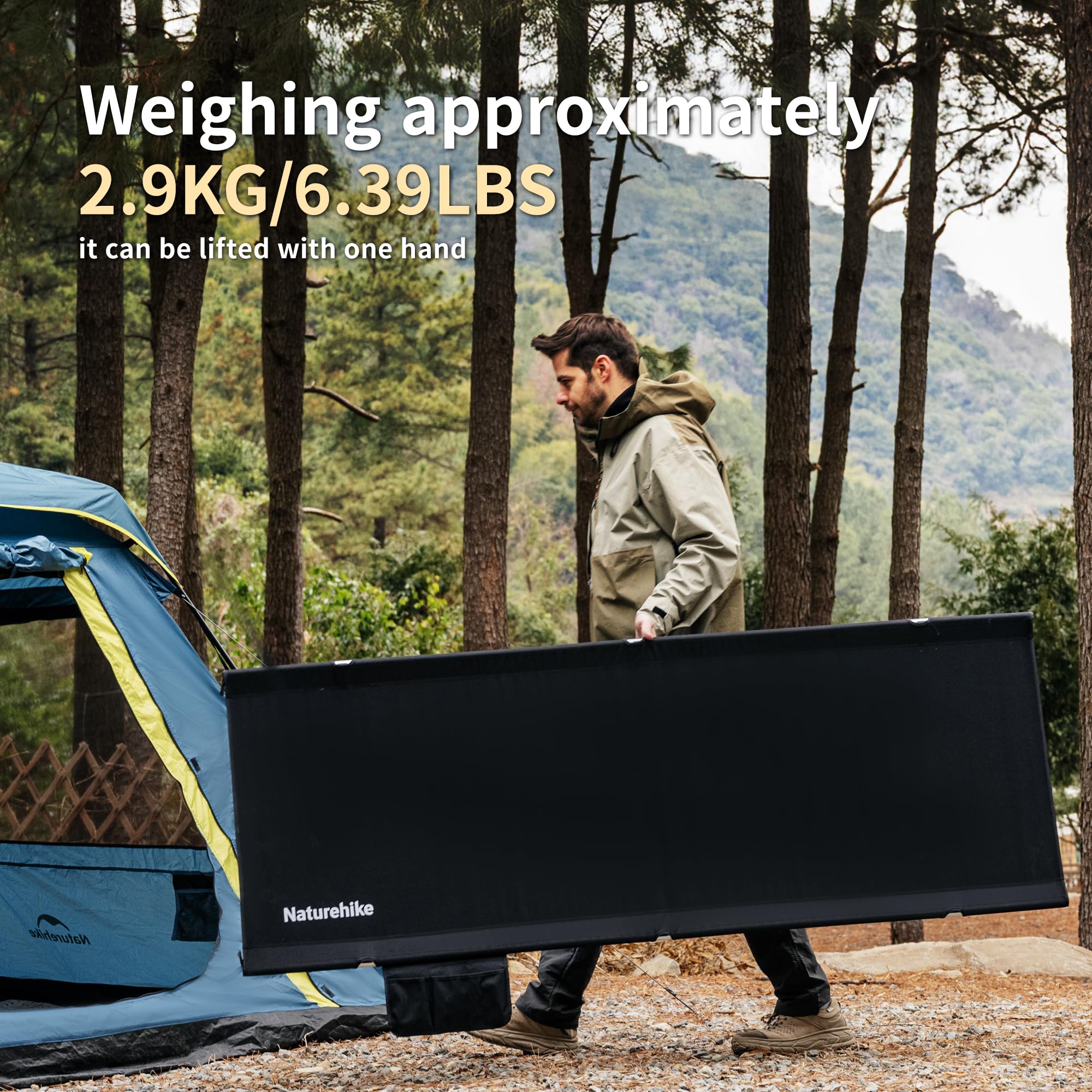 Naturehike Cama de camping plegable de 190 × 70 cm, portátil, plegable, ligera, para camping, hasta 150 kg, cuna de viaje para senderismo, casa, tienda de campaña, exterior, oficina, jardín (negro)