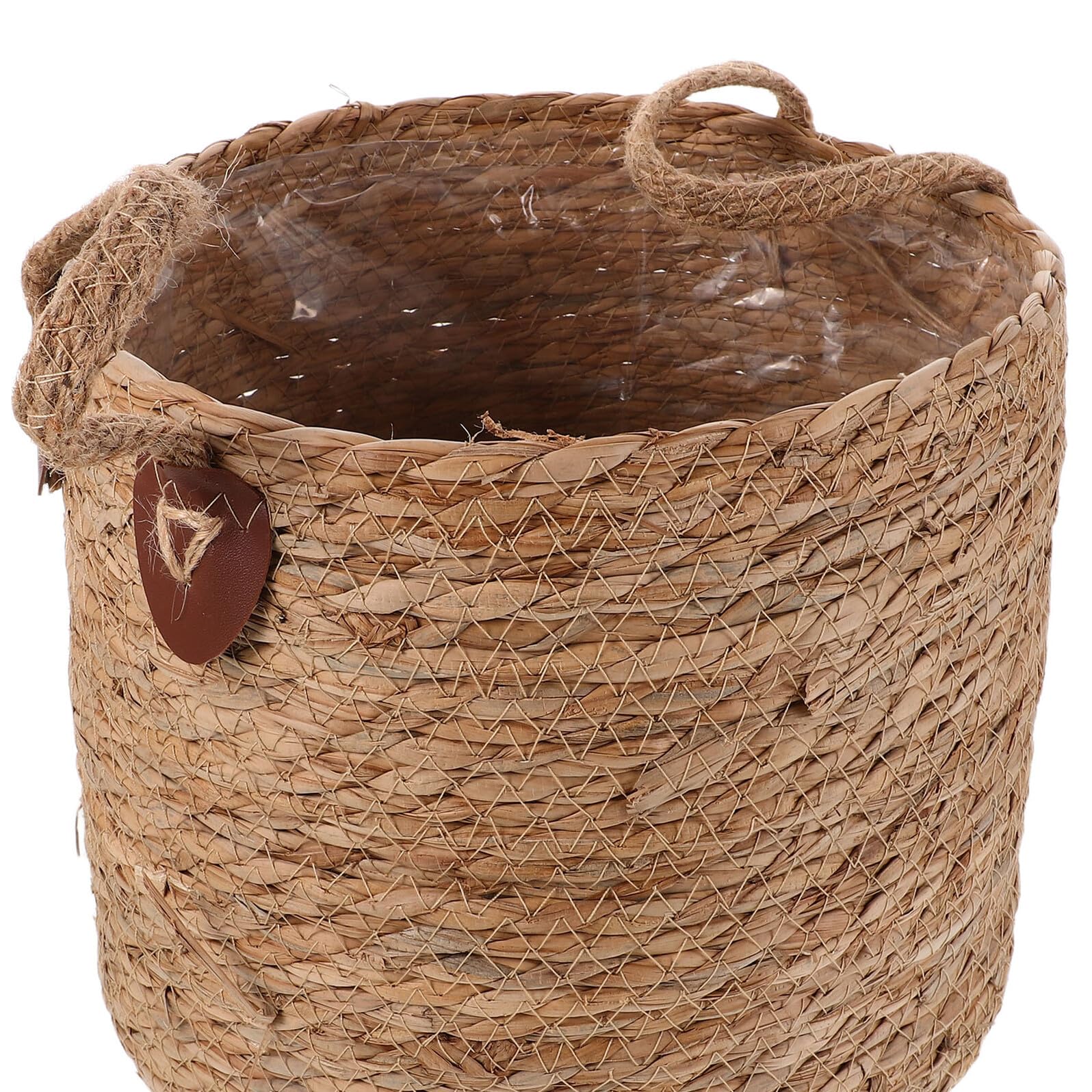 Panier à Fleurs en Tressée Fait Main Cache-Pot Rond Petit Format 27 CM avec Doublure Jardinière D’Intérieur Stable et Respirante pour Salon Balcon et Bureau