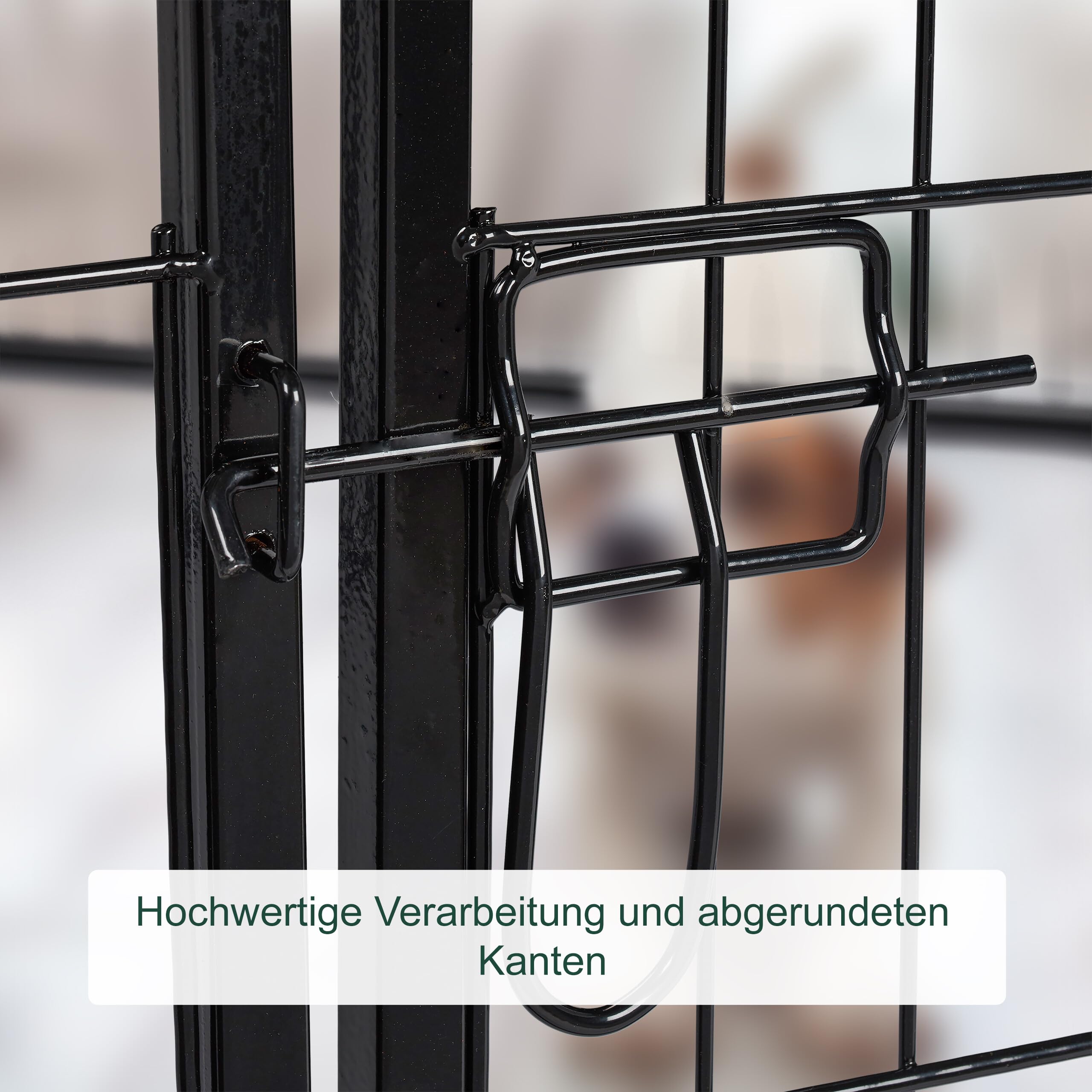Relaxdays Welpenauslauf, kleine Hunde, Welpen, Kleintiere, Innen, Außen, Laufstall HxBxT: 120 x 76,5 x 235 cm, schwarz