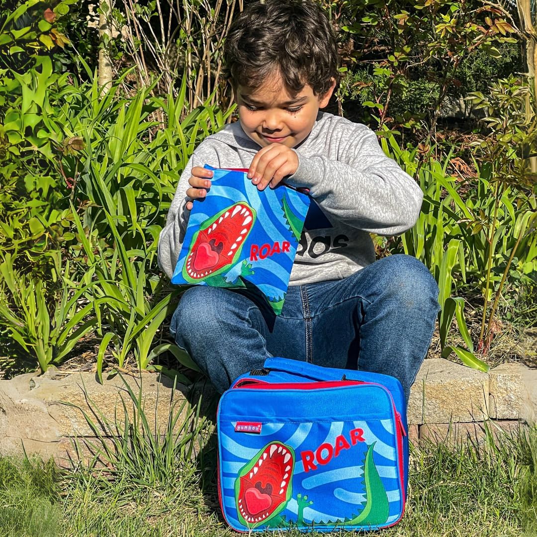 Yumbox Dinosaur Set - Insulated Kids Lunch Bag + Reusable Sandwich Bag Set - Fits Bento Boxes - Water Resistant, Lightweight, Easy to Clean - Dino Print - School Lunchbox for Boys & Girls - Image 4