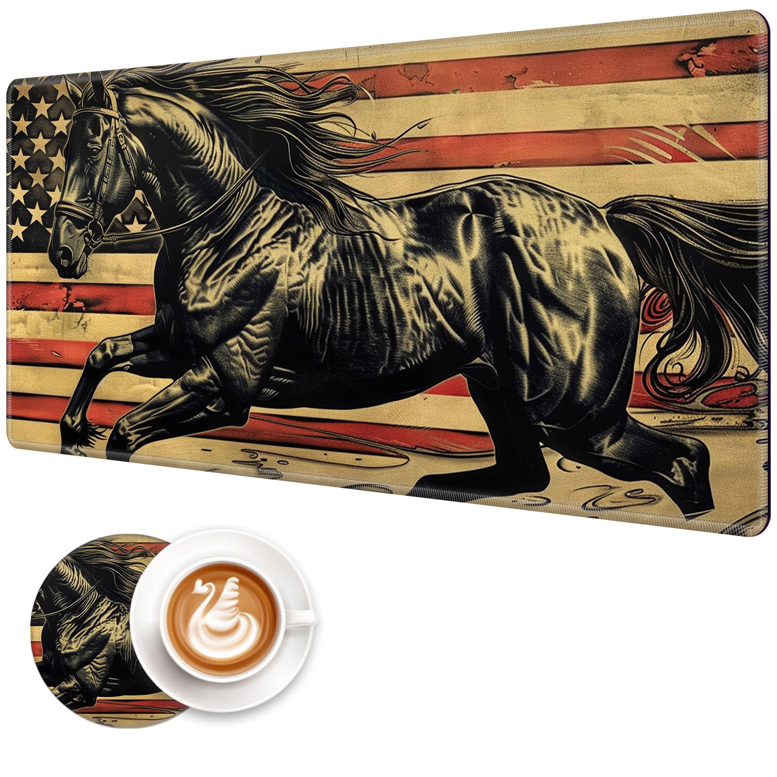 FXIANGWL XXL Gaming Mouse Pad, Extra Large Waterproof Desk Mat for Office Gaming, Non-Slip Rubber Base Durable Stitched Edge, Easy to Clean, American