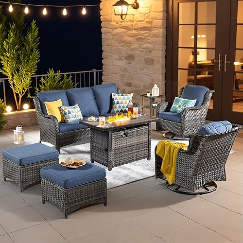 ovios 7-Pieces Patio Furniture Set with 42 Inch Fire Pit