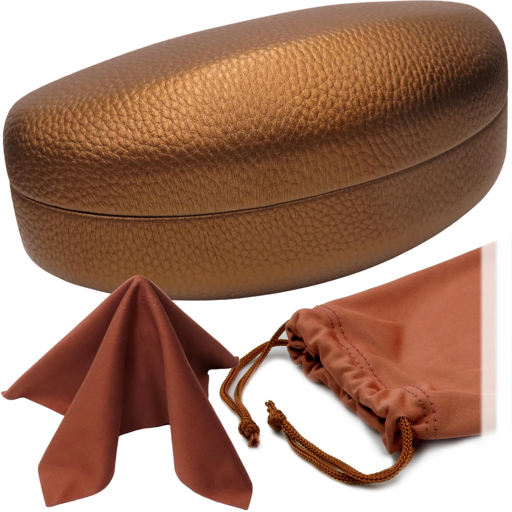 Large Hard Sunglasses Case | fits Large curved Sunglasses, with microfiber bag and cleaning cloth