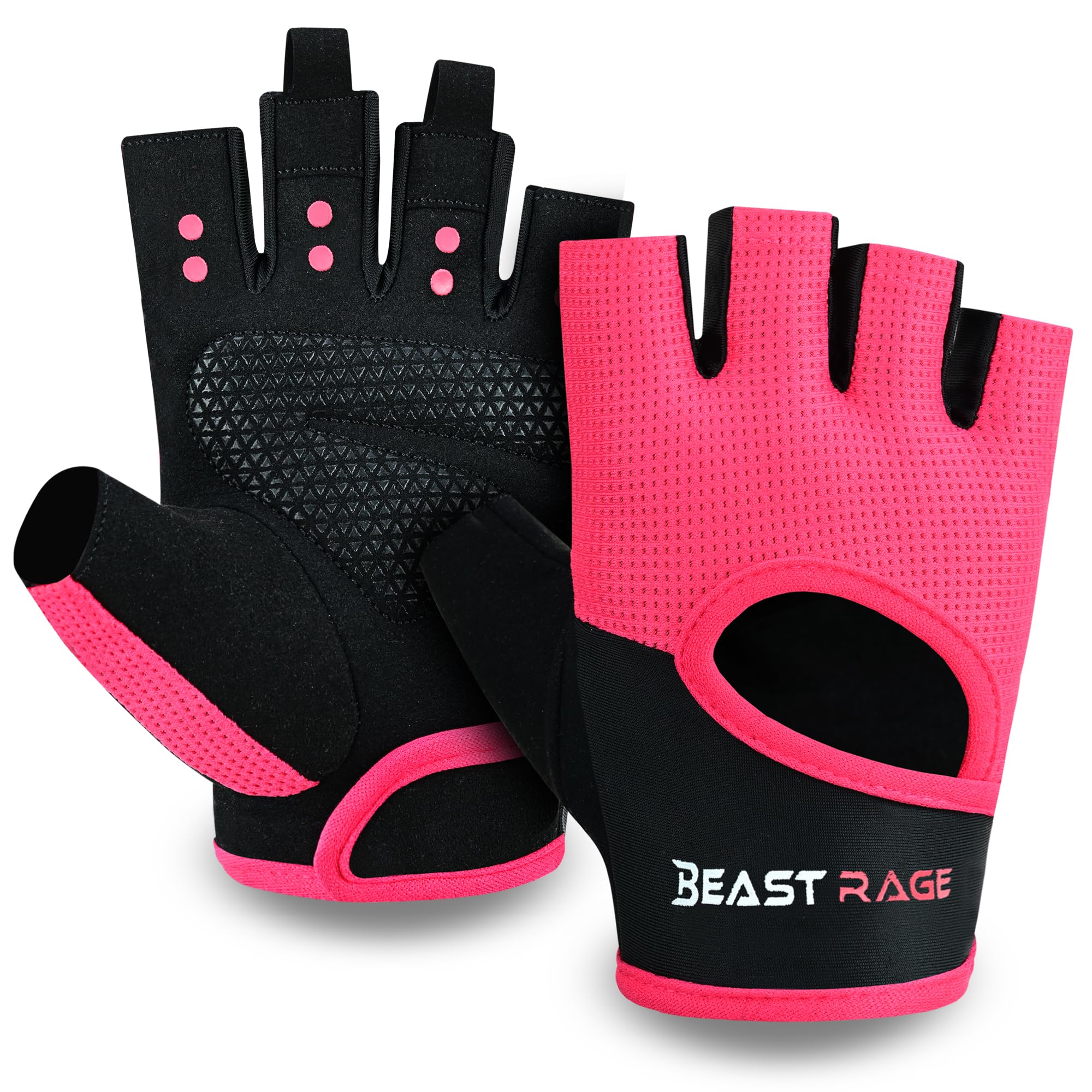 BEAST RAGE Gym Gloves Unisex Breathable Weight Lifting Gloves Anti-Slip Silicone Padded Protection Fitness Training Gloves for Women for Workout, Cycling, Fitness Exercise