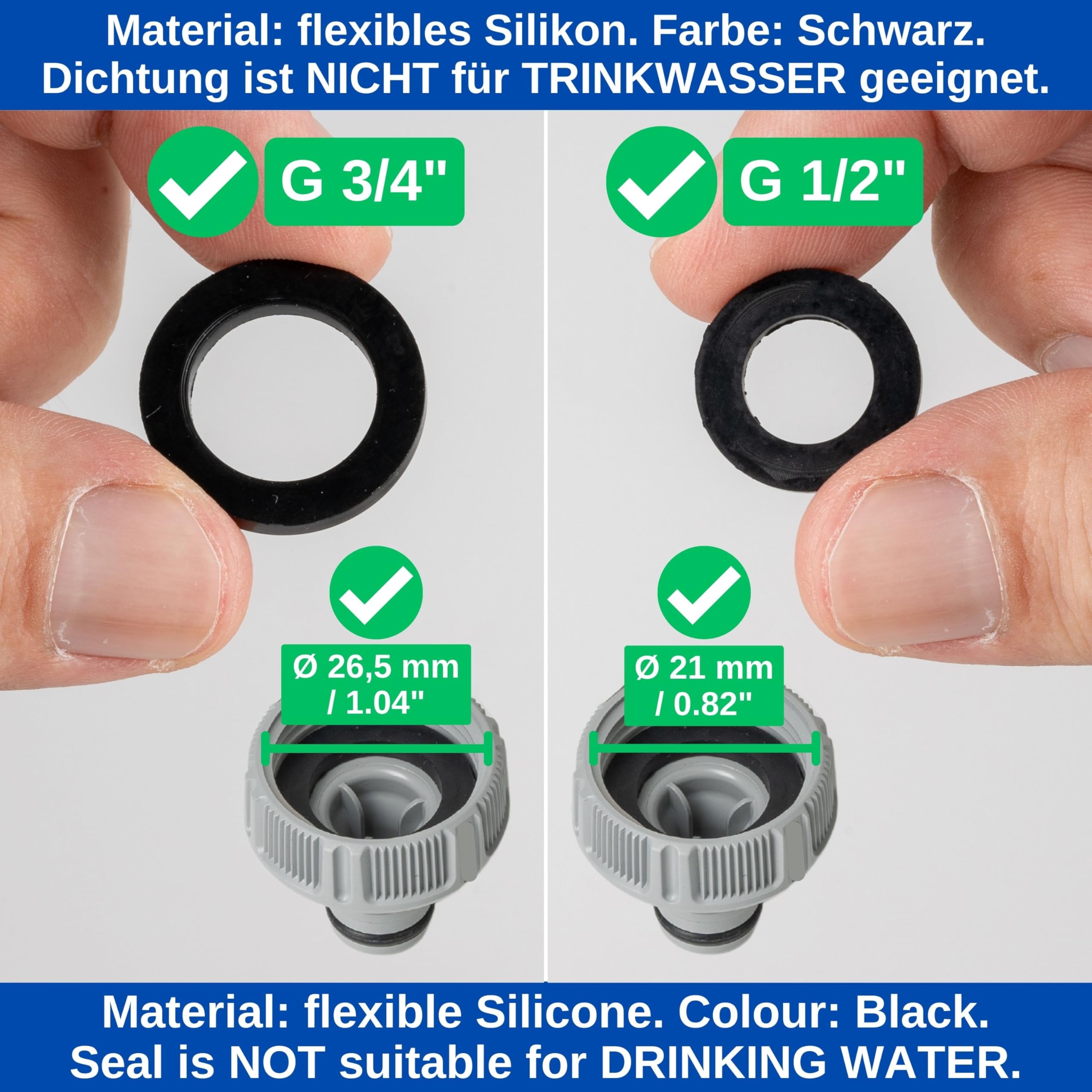 Replacement flat seals set, 24 pieces, for G 1/2" and 3/4" garden connector systems - Image 3