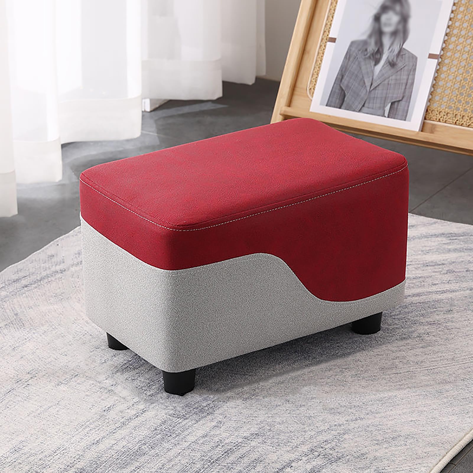 Repose-Pieds Ottoman en Bois - Tabouret Bas de Salon 26 cm Modèle B