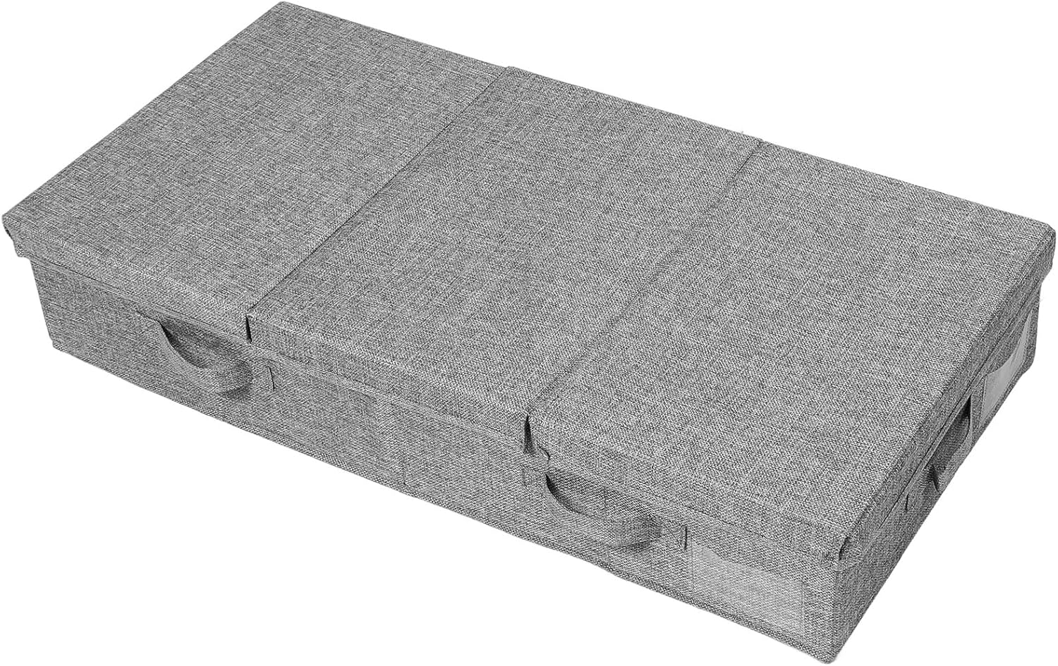 Foldable Underbed Storage Box with Lid Gray Non-woven Fabric Clothes and Blanket Organizer Space-saving Storage Container for Bedroom and Closet