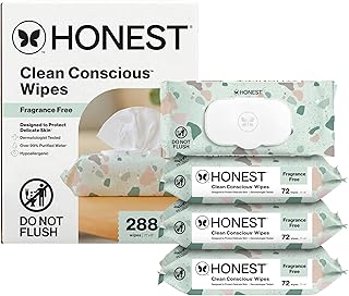 The Honest Company Clean Conscious Multi-Use Wipes, Unscented Hypoallergenic Baby Wipes for Sensitive Skin, 99% Water Plant-Based Compostable Wipes, Geo Mood, 288 Count