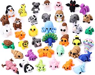 40 PCS 3D Printed Animal Figurines, Articulated Flexible Figures | Classroom Prizes, Collectible Fidget Toys, Party Favors, Goodie Bags Stuffers, Treasure Chest Prizes, Birthday Gift